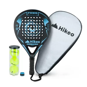 Pala de Pádel con Funda, 3 Pelotas y Grip, Raqueta de Fibra de Carbono